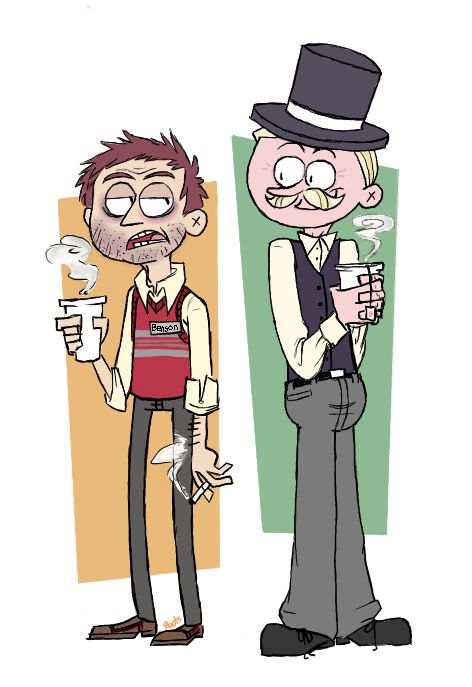 Benson and Pops Non Human Characters As Humans, Regular Show Humanized, The Regular Show Fanart, Human Regular Show, Regular Show As Humans, Regular Show Human Version, Regular Show Fanart Human, Benson Regular Show Fanart, Regular Show Human