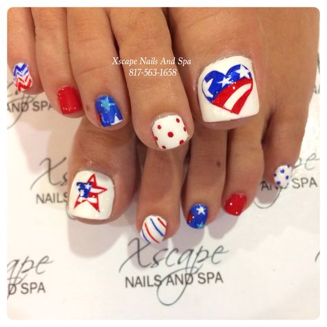 4th of July nails 4th July Nails, Fireworks Nails, Pedicure Summer, Toenails Designs, Nails Teal, 4th Nails, Patriotic Nail, Patriotic Nails Design, Firework Nails