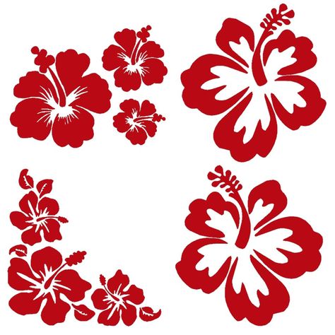 PRICES MAY VARY. 4 pack of high-quality Vinyl Decals, Made in the United States (SLC, UT to be exact) Approximate Size: Varies 3" x 3.5" to 3.5" x 3.5" (see pictures) Quantity: 1 of each style, 4 decals total. Detailed application instructions are included. Color: Red (looks great on almost any color background) The decal does not have a background color—disregard the color of the wax backing. Material: Clean High Quality Oracal 651 Vinyl with 6+ year outdoor rating, with pre-applied Medium-tack Flower Decals, Hibiscus Red, Hawaiian Hibiscus, Flower Graphic Design, Halloween Eye Makeup, Pretty Tattoos For Women, Dress Design Sketches, Hawaiian Flowers, Zodiac Art