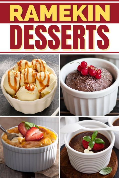 These easy ramekin desserts are the perfect single-serving treats! From pudding to creme brulee to brownie pots, everyone will love these individual desserts. Single Ramekin Desserts, Single Dish Desserts, Small Ramekin Recipes, Cheesecake In Ramekins, Single Serve Ramekin Desserts, Small Ramekin Desserts, Desserts Made In Ramekins, Desserts For Ramekins, Desserts To Make In Ramekins