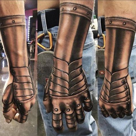 46 Fun Pics To Ensure Your Total Distraction - Gallery Armour Tattoo, Armor Hand, Full Hand Tattoo, Dragon Sleeve, Armor Tattoo, Faith Tattoo, Hand Tats, Mythology Tattoos, Gothic Tattoo