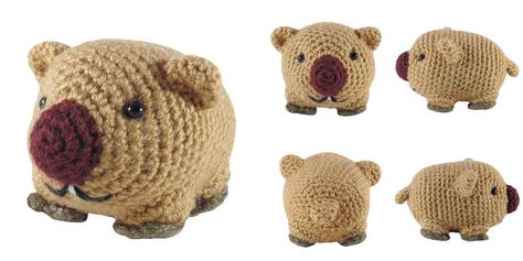 Free Pattern Friday: Mini Wombat Amigurumi – i crochet things Wombat Stew, Crochet Stuffed Toys, Crochet Toothless, Addi Machine, Australian Mammals, Crochet A Bear, Bear Ideas, Cutest Crochet, Mini Amigurumi