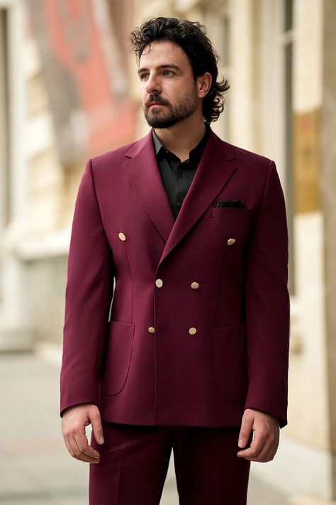 Elevate your formal wardrobe with the Bordeaux Double Breasted Suit 2-Piece. The tailored fit and deep red hue reflect a refined taste for fashion-forward gentlemen. Turn heads with every stride.

#bordeauxdoublebreastedsuit #boldsophistication #refinedstyle #formalelegance #modernmenswear #luxurymensfashion #tailoredsuit #statementlook #timelessmenswear #confidentstyle Bow Tie Suit, Modern Fit Suit, Suit Stores, Slim Fit Suit Men, Suit Styles, Confident Style, Tuxedo Blazer, Slim Fit Suits, Mens Luxury Fashion