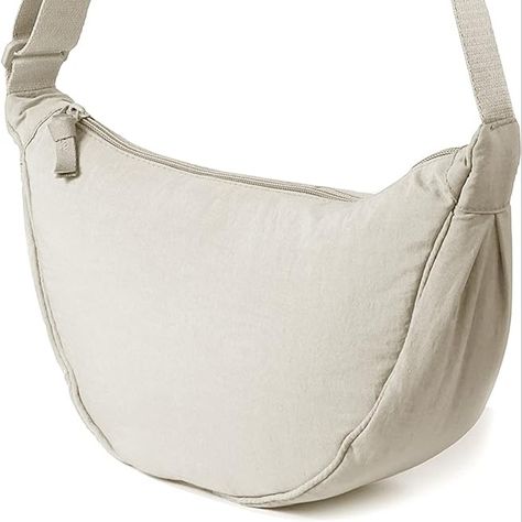 Nylon Crescent Crossbody Bag for Women Men Fanny Pack Crossbody Bag Dumpling Lightweight Travel Sling Bag (02-beige) Uniqlo Crescent Bag, Beyond The Vines Dumpling Bag, Dumpling Sling Bag, Beige Nylon Crossbody Bag, Cheap Sling Shoulder Bag With Adjustable Strap, Dumpling Bag, Waist Pack, Other Woman, Bag For Women