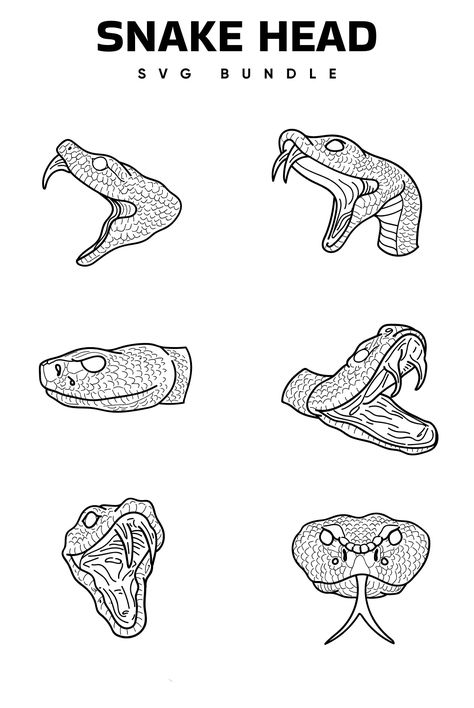 Snake Head SVG Snake Drawings Simple, Snake Head Side View Drawing, Snake Heads Drawing, Cardboard Snake Head, Snake Mouth Open Side View, Snake Head Tattoo Stencil, Hissing Snake Tattoo, Snake Front View Drawing, Open Mouth Snake Tattoo