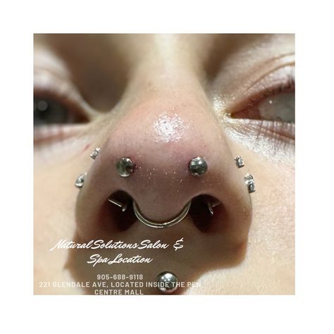 Practice forward facing nostril piercings for my apprentice @thepincushionproject ✨ We used 11mm 18g threadless studs in titanium goodness from @ragebodyjewellery 🐒 📍 @naturalsolutionspencentre 🕐 Sat & Sundays only ☎️905-688-9118 . . . . . . . . . . . . . . . #downtownstc #downtownstcatharines #stcatharinesontario #pencentremall #manticpiercings #manticpiercing #practicepiercing #piercingmodel #pencentrepiercing Forward Nostril Piercing, Nostril Piercing, Piercings