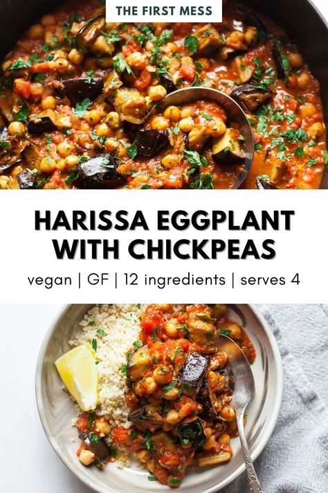 Tomato Recipes Vegetarian, Eggplant Chickpea Stew, Vegan Gluten Free Eggplant Recipes, Roasted Eggplant And Chickpeas, Vegetarian Recipes With Eggplant, Lentil And Eggplant Recipes, Vegan Italian Eggplant Recipes, Stewed Eggplant Recipes, Eggplant And Beans Recipes