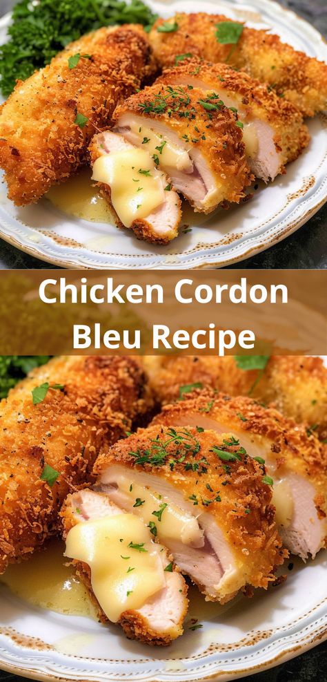 Make this easy Chicken Cordon Bleu for a tasty and satisfying meal. Best Chicken Cordon Bleu Recipe, Baked Chicken Cordon Bleu, Easy Chicken Cordon Bleu, Cordon Bleu Recipe, Chicken Pie Recipe, Chicken Cordon Bleu Recipe, Chicken Cordon Bleu Casserole, Chicken Ham, Chicken Cordon