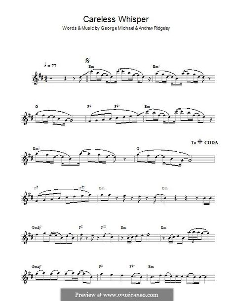 Careless Whisper Flute Sheet Music, Carless Whisper, Alto Saxophone Sheet Music, Clarinet Music, Saxophone Sheet Music, Flute Sheet Music, Note Sheet, Violin Sheet, Violin Sheet Music