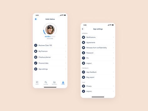 Profile settings exploration by Andreas Storm for ottonova on Dribbble App Design Profile, Profile App, Ux Design Process, Profile Settings, Web Design Quotes, Mobile App Design Inspiration, App Interface Design, Portfolio Web Design, App Design Inspiration