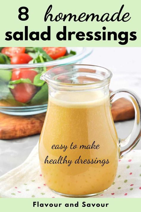 Learn the oil to vinegar ratio of any simple vinaigrette or creamy dressing and how to make homemade salad dressing. This post includes 8 of my best salad dressing recipes, all made from scratch in just a few minutes! Yeast Recipes Baking, Nutritional Yeast Dressing, Peach Salad Dressing, Citrus Salad Dressing, Best Salad Dressing, Vinegar Salad Dressing, Nutritional Yeast Recipes, Healthy Dressing, Yeast Recipes