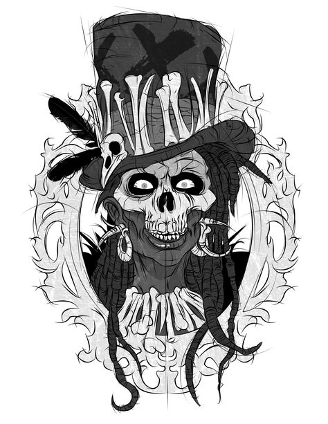 VOODOO (Art by Connor Noctambuss Ilustrator) Voodoo Skeleton, Voodoo Tattoo, Voodoo Art, African Spirituality, Art Study, Flash Art, Disney Stuff, Tattoo Inspo, Art Studies