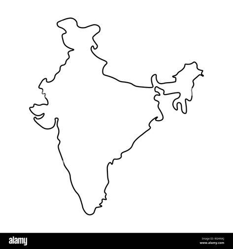 Download this stock image: Map of India - outline. Silhouette of India map illustration - RGHNKJ from Alamy's library of millions of high resolution stock photos, illustrations and vectors. India Map Illustration, Map Of India, Map Illustration, Map Outline, India Map, Image Map, Illustrated Map, Image Processing, Black Wallpaper