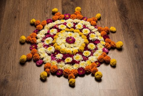 Flower rangoli for diwali or pongal fest... | Premium Photo #Freepik #photo #diwali-rangoli #diwali-lights #diwali-pattern #diwali-decoration Diwali Pattern, Flower Rangoli For Diwali, Pongal Festival, Rangoli For Diwali, Rangoli Diwali, Diwali Lights, Diwali Rangoli, Diwali Decoration, Flower Rangoli