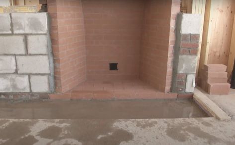 Diy Brick Fireplace, Indoor Wood Burning Fireplace, Building A Fireplace, Building A Brick Wall, Fireplace Video, Fireplace Brick, Cabin Fireplace, Style Fireplace, Brick By Brick