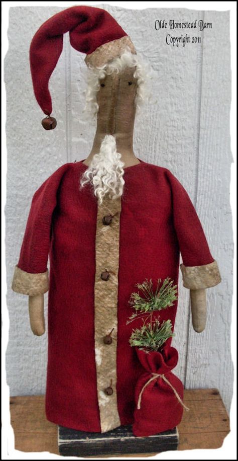 Primitive Christmas Patterns, Primitive Santas, Prim Crafts, Primitive Santa, Santa Patterns, Saint Nick, Country Christmas Decorations, Prim Decor, Kris Kringle