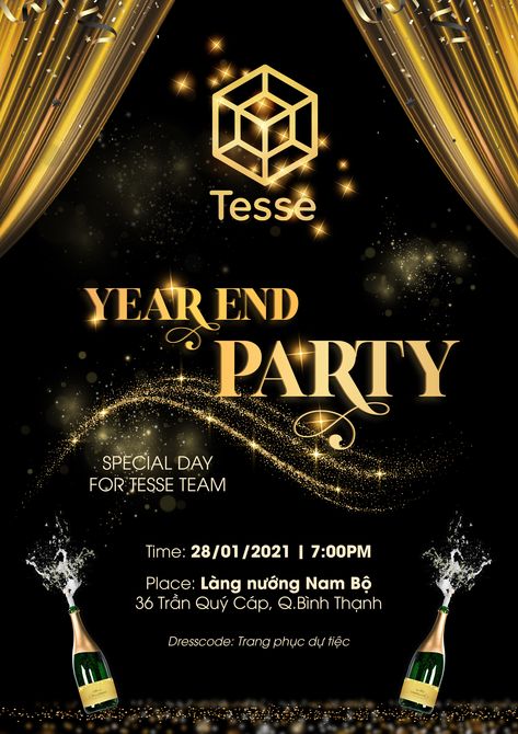 Event poster of Tesse company Alumni Event Ideas, Year End Party, Luxury Poster, Alumni Events, Event Poster Design, Gold Luxury, Year End, Party Poster, Event Ideas