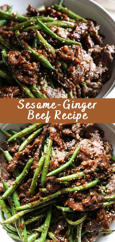 Sesame-Ginger Beef Recipe Introduction Get ready to tantalize your taste buds with this delightful Sesame-Ginger Beef recipe. The combination of savory beef, aromatic ginger, and the nuttiness of sesame creates a flavor explosion that’s sure to satisfy your cravings. This dish is not only delicious but also quick and easy to prepare, making it a […] The post Sesame-Ginger Beef Recipe appeare... Beef With Green Beans Stir Fry, Easy Ginger Beef Recipe, Chinese Beef And Green Beans, Dinner Ideas With Green Beans, Sesame Beef Recipe, Thai Beef Recipes, Ginger Recipes Dinner, Fresh Ginger Recipes, Beef Asian Recipes