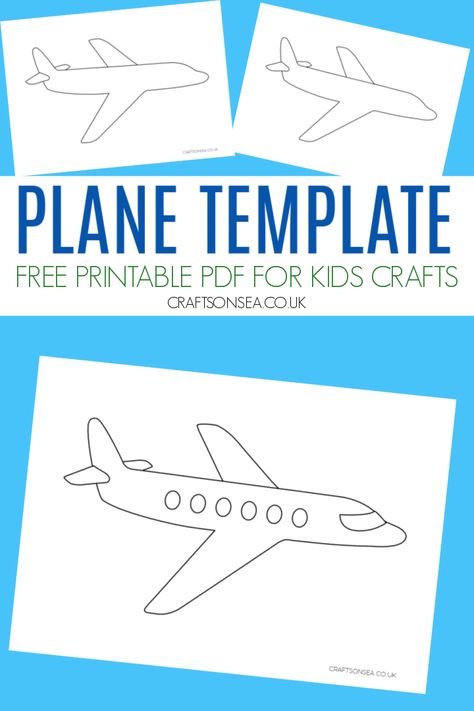 Airplane Template: Free Printable PDF Free Airplane Printables, Airplane Template Free Printable, Airplane Kids Activities, Airport Dramatic Play Preschool, Airplane Party Printables, Airplane Printable, Airplane Template, Paper Airplane Template, Plane Crafts