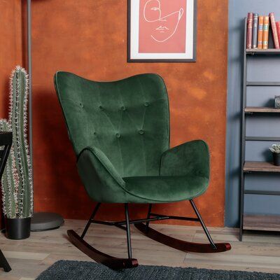 Green Recliner, Mini Nursery, Modern Rocking Chair, Green Chair, Fabric Armchairs, Chaise Lounge Chair, Modern Furniture Living Room, Upholstered Seating, Green Velvet