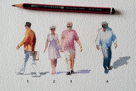 Human Figures Watercolor, Water Colour People, Watercolor People Tutorial, Watercolor People Simple, Watercolour People, Watercolor Figures, Paint People, Watercolor People, Brian Smith