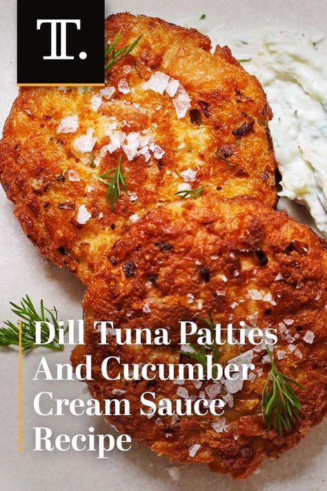 A steady diet of tuna sandwiches can get old pretty quickly, so this recipe for tuna patties will allow you to turn the ingredient into something new and different! Healthy Tuna Recipes, Tuna Sandwich Recipes, Tuna Patties Recipes, Tuna Sandwiches, Cucumber Sauce, Canned Tuna Recipes, Cream Sauce Recipe, Tuna Patties, Healthy Tuna