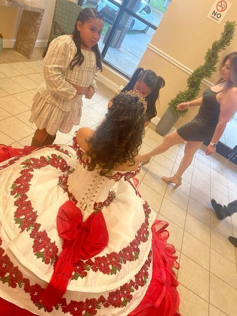 Red Quince Dress, Dream Quinceanera, Quince Dresses Charro, Charro Quince, Mexican Quinceanera, Women Celebrating, Mexican Quinceanera Dresses, Red Quince, Quince Dresses Mexican