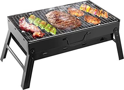 Moclever Stainless Steel Small Charcoal Grill, Mini BBQ Tool Kits for Outdoor Cooking Camping Picnics Beach #CommissionEarned Portable Bbq Grill, Cooking Camping, Charcoal Bbq Grill, Portable Charcoal Grill, Portable Barbecue, Portable Bbq, Bbq Grill Design, Portable Grill, Backyard Grilling