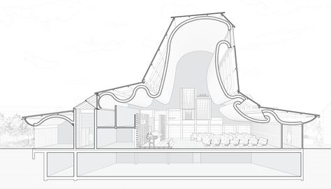 ‘Subtle and Bold’: A Tribute to Jørn Utzon at 100 - Omrania Ltl Architects, Section Architecture, Sectional Perspective, Jorn Utzon, Section Drawing, Elevation Drawing, Architecture Panel, Architecture Graphics, Architectural Section