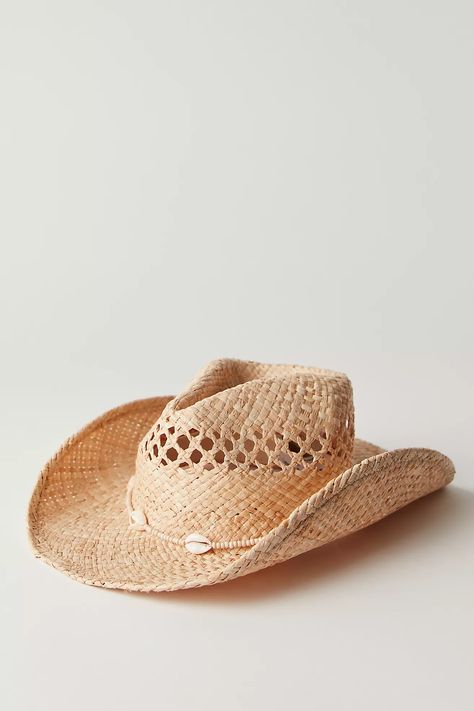 Seashells Cowboy Hat | Free People Beach Cowgirl Hat, Beach Cowgirl, Free People Summer, Straw Cowboy Hat, Chapeau Cowboy, Cowgirl Hat, Sea Inspired, Cowboy Style, Cowgirl Hats