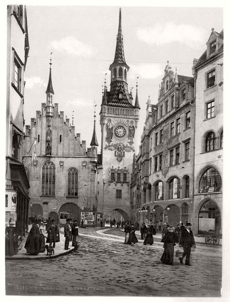 Altes Rathaus in Munich, Germany, in 1891 German Cities, Old Germany, Spring Awakening, Postcard Collection, Buy Wall Art, Munich Germany, Bavaria Germany, Old Photographs, Bw Photo