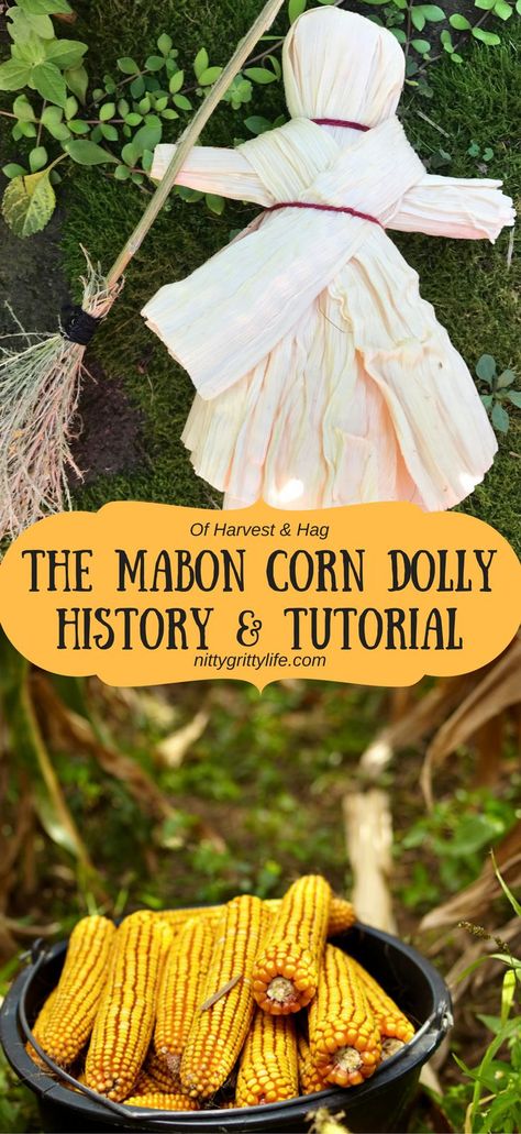 Celebrate fall and the harvest season with a beautiful Mabon corn dolly.  History and tutorial for this beautiful autumn craft included. Alban Elfed, Wicca Diy, Autumnal Equinox Celebration, Wiccan Holidays, Grimoire Ideas, Samhain Ritual, Pagan Holidays, Corn Dolly, Autumn Craft