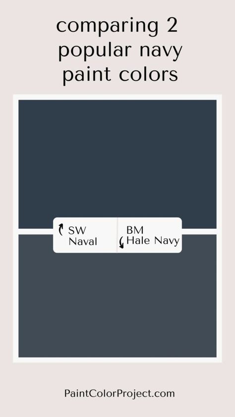 Looking for the perfect navy paint color for your home? Let’s compare Naval vs Hale Navy to see which one steals the show! Hale Navy Vs Naval Paint, Hale Navy Vs Naval, Naval Vs Hale Navy, Bm Hale Navy, Sw Naval, Navy Paint Color, Inn Ideas, Navy Paint Colors, Navy Paint