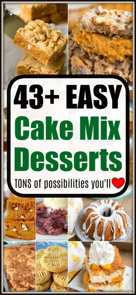 43+ boxed cake mix recipes are here! How to make cookies, mug cake, brownies, dump cakes and even pie crust with dry cake mix! #cakemixrecipes #cakemix Recipes That Use Cake Mix Desserts, Desserts Made From Box Cake Mixes, Don't Mix It Cake Recipes, Crushed Pineapple Cake Mix Recipes, Recipe With Cake Mix Boxes, Recipes With Box Cake Mixes, Brownie Mix Ideas, Desserts Using Cake Mix Boxes, Cake Mix Ideas