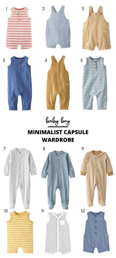 Not sure how much to buy for your new little one? How much does your baby really need when it comes to buying clothes? Less is more, and having a minimalist capsule wardrobe for your newborn can help keep you from ending up with more than your baby will actually use. stay organized and declutter with this easy to follow guide! minimalist lifestyle, motherhood, mom life, pregnancy Baby Boy Capsule Wardrobe, Newborn Capsule Wardrobe, Minimalist Newborn, Minimalist Baby, Minimalist Capsule Wardrobe, Minimalist Wardrobe, Minimalist Lifestyle, Baby Boy Fashion, Newborn Boy