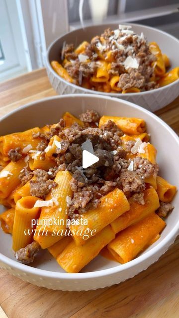 Bailey Rhatigan on Instagram: "Pumpkin Pasta Sauce W/ Hot Italian Sausage🥹 This meal is a must-try for fall. Creamy, savory, rich and downright delectable. Full of fiber & protein and a great meal prep option! AD I made this dish using my Non-Toxic Healthy Ceramic set from @goodcookcom Grab this cute set from Amazon✨Follow @sailor_bailey for more✨ . For the FULL RECIPE Google Search 🔍“Sailor Bailey Pumpkin Pasta With Sausage” Or click the link in my bio What’s in it::: ▢ rigatoni ▢ olive oil ▢ ground Italian sausage ▢ roasted red peppers jarred ▢ yellow onion ▢ garlic cloves ▢ cinnamon ▢ nutmeg ▢ Italian seasoning ▢ salt ▢ red pepper flakes ▢ black pepper ▢ dried or fresh thyme ▢ diced tomatoes ▢ canned pumpkin ▢ milk ▢ parmesan Grab the full recipe in my bio! . #pasta #pastalover #foodp Pumpkin Sausage Pasta, Pumpkin Milk, Sailor Bailey, Pumpkin Pasta Sauce, Pasta With Sausage, Pumpkin Pasta, Ground Italian Sausage, Seasoning Salt, Hot Italian Sausage