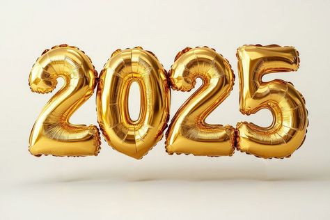 2025 balloons gold year. | free image by rawpixel.com / Techi 2025 Bubble Letters, 2025 Gold Design, 2025 Design Number, 2025 Letters, 2025 Balloons, 2025 Number, 2025 Gold, Canva Calendar, 25 Balloons