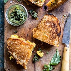 Breakfast Grilled Cheese with soft Scrambled Eggs and Pesto - Half Baked Harvest Halfbakedharvest Breakfast, Breakfast Grilled Cheese, Soft Scrambled Eggs, Half Baked Harvest Recipes, Mexican Breakfast Recipes, Easy Brunch Recipes, Fontina Cheese, Harvest Recipes, Half Baked