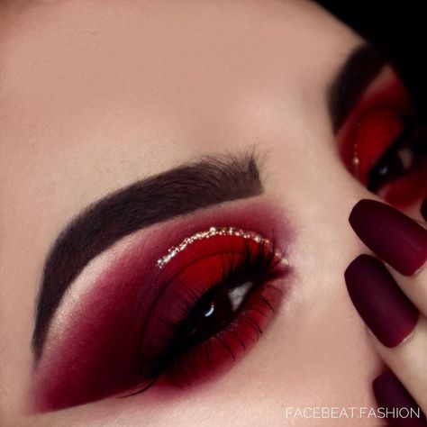 | WERBUNG | 🥀💉 BLOOD SUGAR💉🥀 the palette is right now in stock @beautybaycom ! ~ PRODUCTS ~ • eyeshado Red And Black Smokey Eye, Blood Sugar Palette Looks, Red Makeup Looks, Eyeshadow Ideas, Black Smokey Eye, Dramatic Eye Makeup, Makeup Challenges, Red Makeup, Gothic Makeup