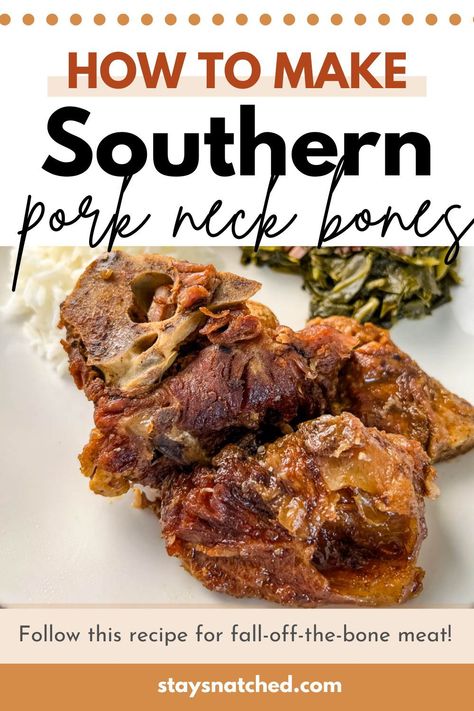 Pork Neck Bones And Rice, Southern Neck Bones Recipe, Neckbones And Potatoes On Stove, Pork Bone Recipes, How To Cook Neckbones On The Stove, Neckbones And Rice Southern Style, Neck Bones And Beans, Crock Pot Neck Bones, How To Cook Neckbones