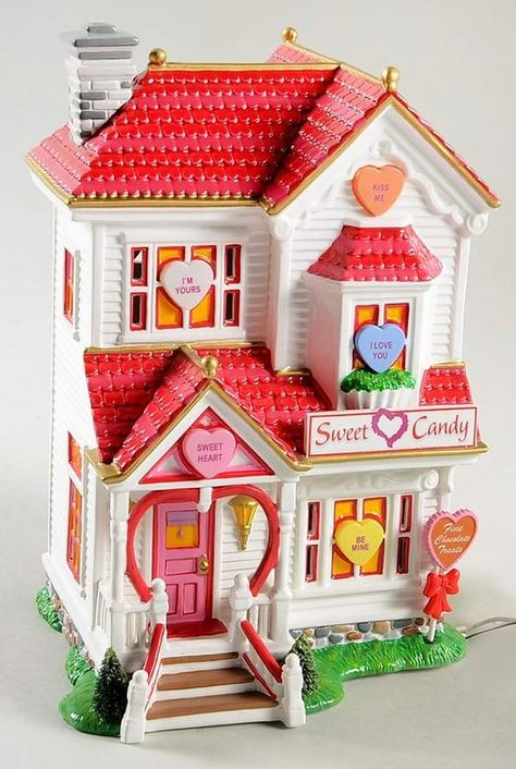 Valentines Village, Sweetheart Candy, Snow Village, Celebrate Love, Department 56, Candy Shop, Sweet Candy, Accessories Home, Gingerbread House