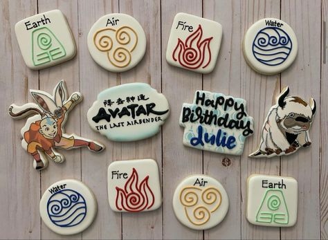 Avatar The Last Airbender Cake Ideas, Avatar Cookies, Avatar Cookies Decorated, Avatar The Last Airbender Food Ideas, Avatar The Last Airbender Snacks, Avatar The Last Airbender Party Ideas, Avatar The Last Airbender Cupcakes, Avatar The Last Airbender Cookies, Avatar The Last Airbender Birthday Party