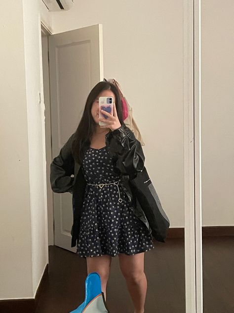 floral dress, black leather jacket, cute, fit Leather Jacket Outfits, Cute Fit, Black Leather Jacket, Floral Dress Black, Jacket Outfits, Dress Black, Floral Dress, Black Leather, Leather Jacket