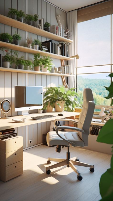 Find inspiration for your home office ideas to set up a new or reinvent an existing working space to boost your productivity and make remote work a treat. Home Inspo Exterior, Modern Home Offices, Cool Room Designs, Home Inspo Cozy, Green Interior Design, Desk Plans, Work Space Decor, Desk Inspiration, Exterior Home