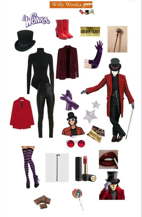 Willie Wonka Costume, Willy Wonka Costume, Cartoon Halloween Costumes, Old Halloween Costumes, Classy Halloween Costumes, Tema Disney, Diy Kostüm, Pretty Halloween, Chic Halloween