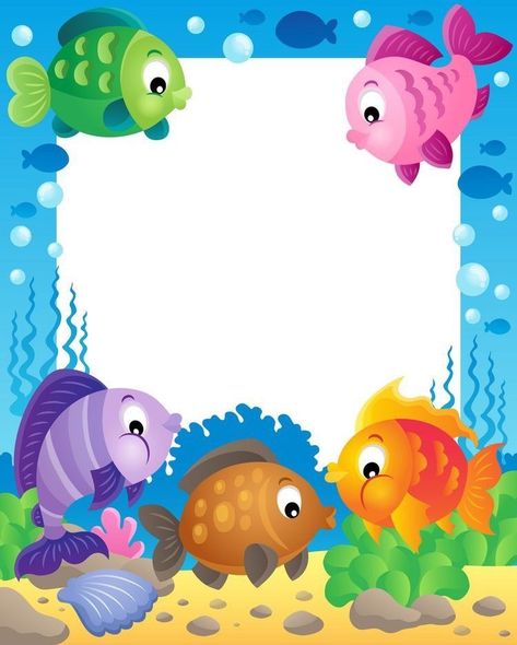 Fish Theme, Ocean Kids, Underwater Animals, Cute Fish, Fishing Theme, Borders And Frames, Sea Theme, Borders For Paper, Summer Birthday