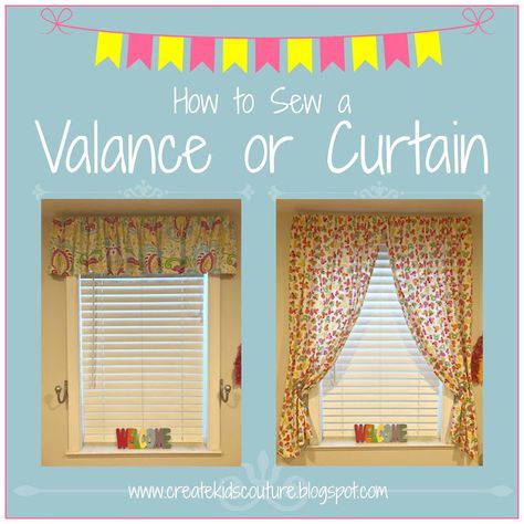 Create Kids Couture: How to Sew a Valance or Curtain Valance Patterns Free, Sewing Curtains Valance, Valance Patterns, Fancy Curtains, Curtain Sewing Pattern, Sewing Corner, Create Kids Couture, Window Rods, Paper Sewing