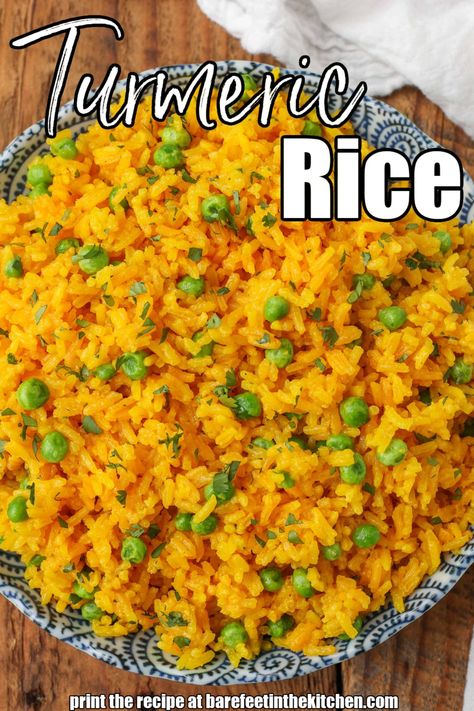 Turmeric Rice Rice Side Dish Recipes For Fish, Rice With Butter, Side Dish For Chicken, Stir Fry Dinner, Pizza Rice, Turmeric Rice, Rice Meals, Rice Side Dish Recipes, Indian Meal