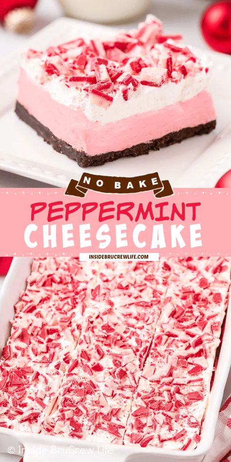 Peppermint Desserts Christmas, No Bake Peppermint Cheesecake, Oreo Cookie Butter, Oreo Cheesecake Recipe, Cream Filled Cookies, Cookies And Cream Fudge, Peppermint Dessert, Peppermint Treats, Oreo Cheesecake Recipes