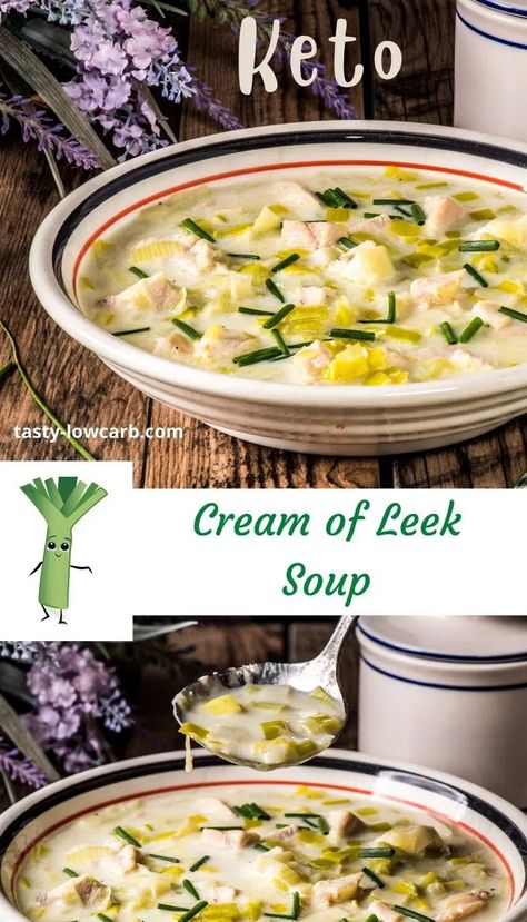 Cream Of Leek Soup, Chilled Soup Recipes, Leeks Soup Recipes, Cream Soup Recipes, Leek Recipes, Creamed Leeks, Keto Cream, Leek Soup, Low Carb Soup